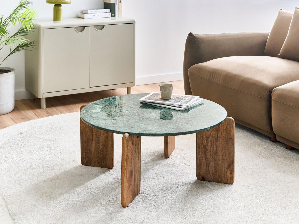 COUCHTISCH Marmor Dunkelgrün Luno - Braun/Grün, Stein (80/80/37cm) - Beliani