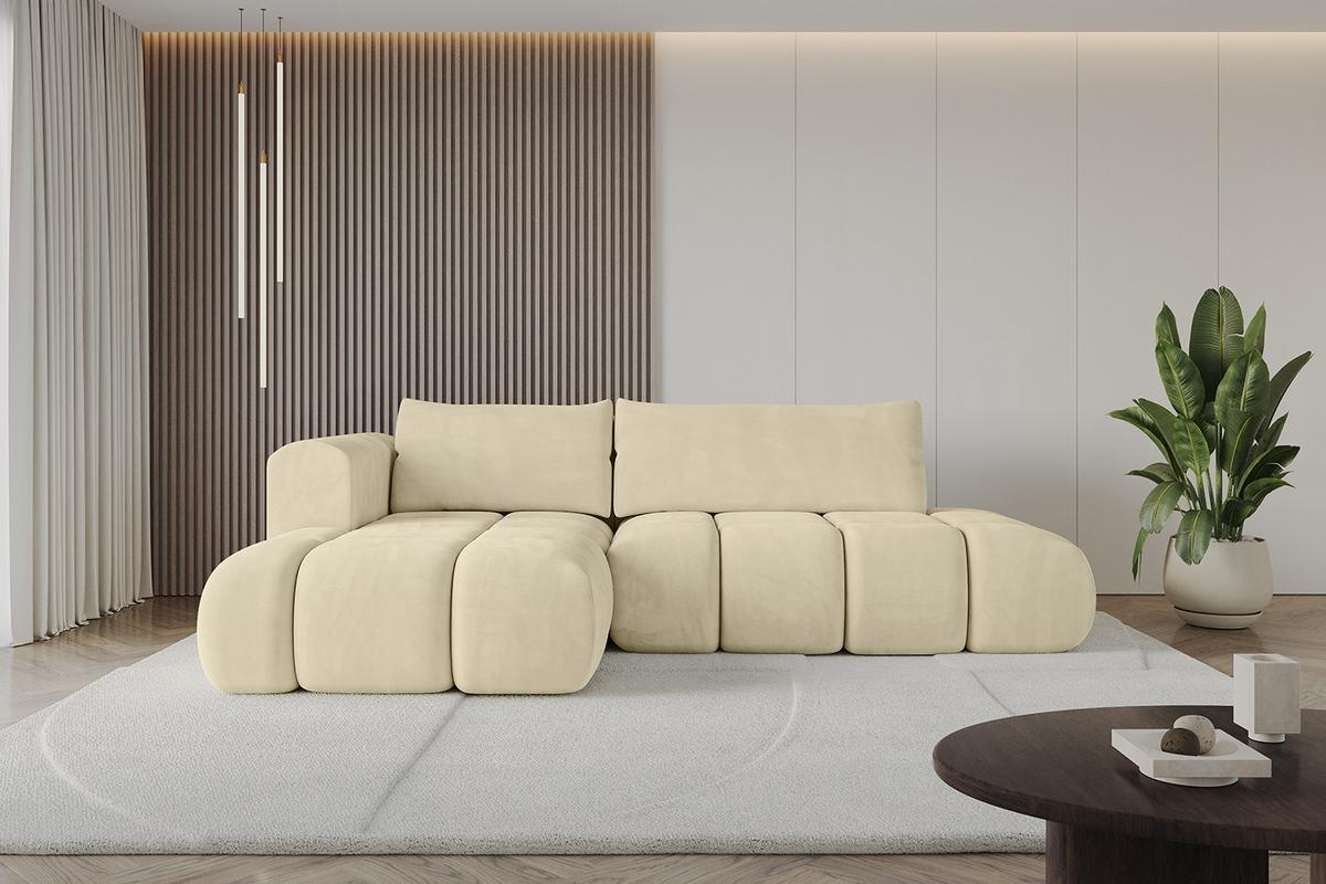 ECKSOFA Ottomane Links CLOUD-L 280x185x90 Beige Velours - Beige, Holzwerkstoff/Kunststoff (180/289cm) - ALTDECOR