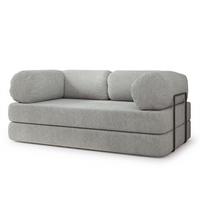 BETTSOFA EIREN aus Schaumstoff Bucle-Stoff Hellgrau Schlaffunktion - Hellgrau, Textil (170/68/80cm) - MASSENO