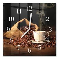WANDUHR aus Glas 30x30 cm - Kaffeebohnen - Braun, Glas (30/30/0.4cm) - TULUP