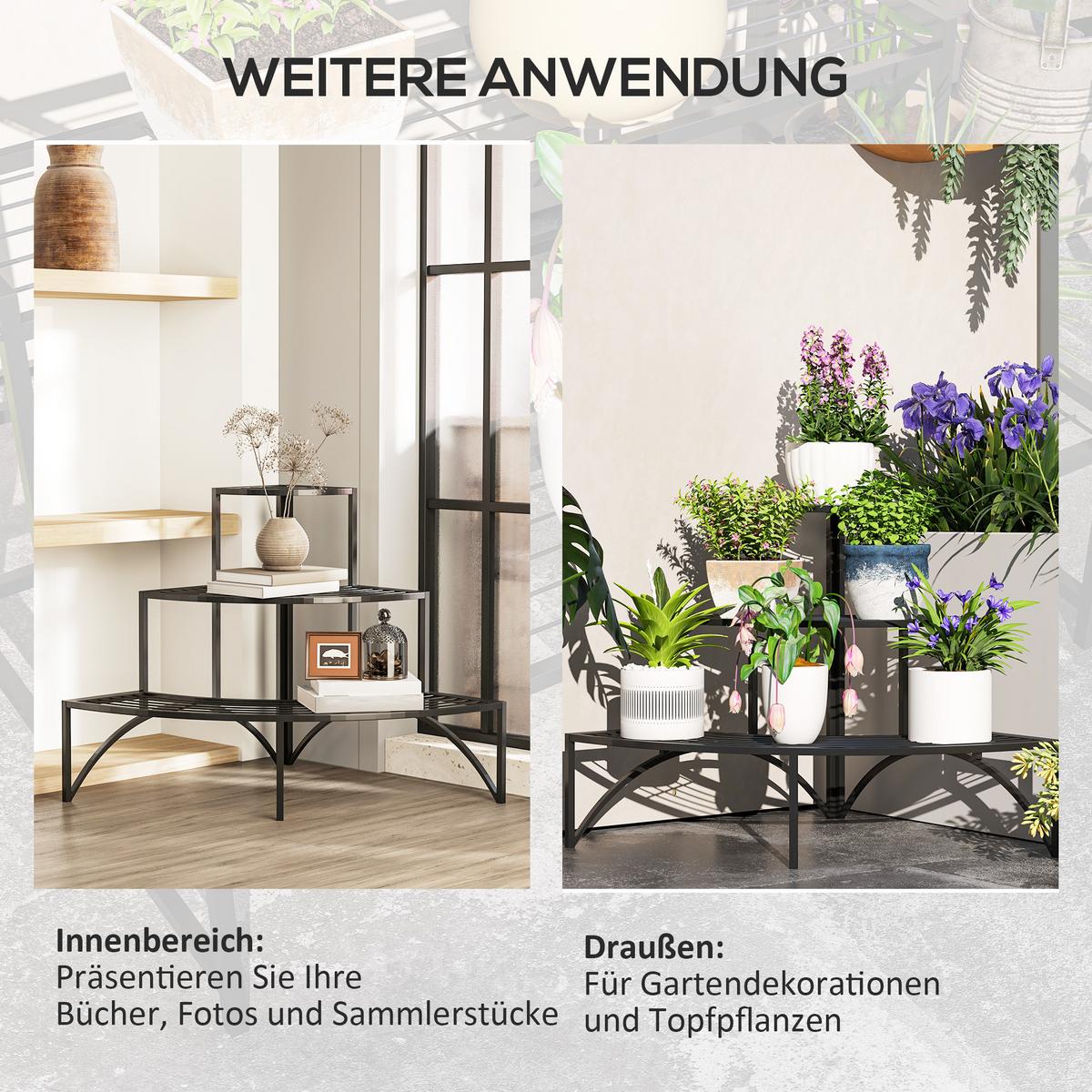 PFLANZENSTÄNDER Metall Schwarz - Schwarz, Metall (60/60/87cm) - Outsunny
