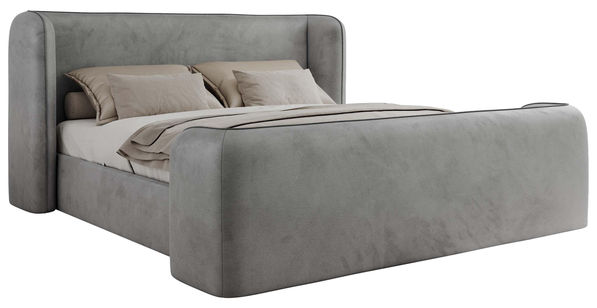 POLSTERBETT EMORA CLASSIC DUO 180/200 - Hellgrau Velvet - Multipocket-Matratze - Hellgrau, Textil (180/200cm) - MKS