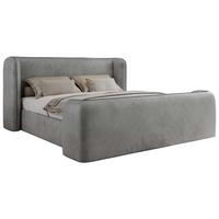 POLSTERBETT EMORA CLASSIC DUO 180/200 - Hellgrau Velvet - Multipocket-Matratze - Hellgrau, Textil (180/200cm) - MKS