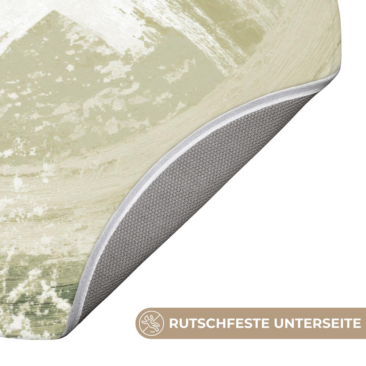 BADEMATTE Abstrakt - Pinselstriche - Wellen - Grün Badvorleger 70x70 cm - Mintgrün, Textil (70/70cm) - OnlyWow