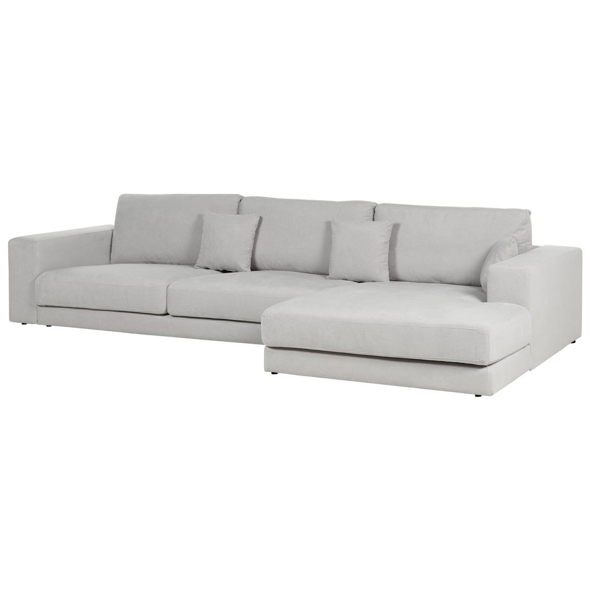 ECKFSOFA 5-Sitzer Stoff Hellgrau linksseitig Lofoten - Hellgrau/Schwarz, Textil (350/187cm) - Beliani