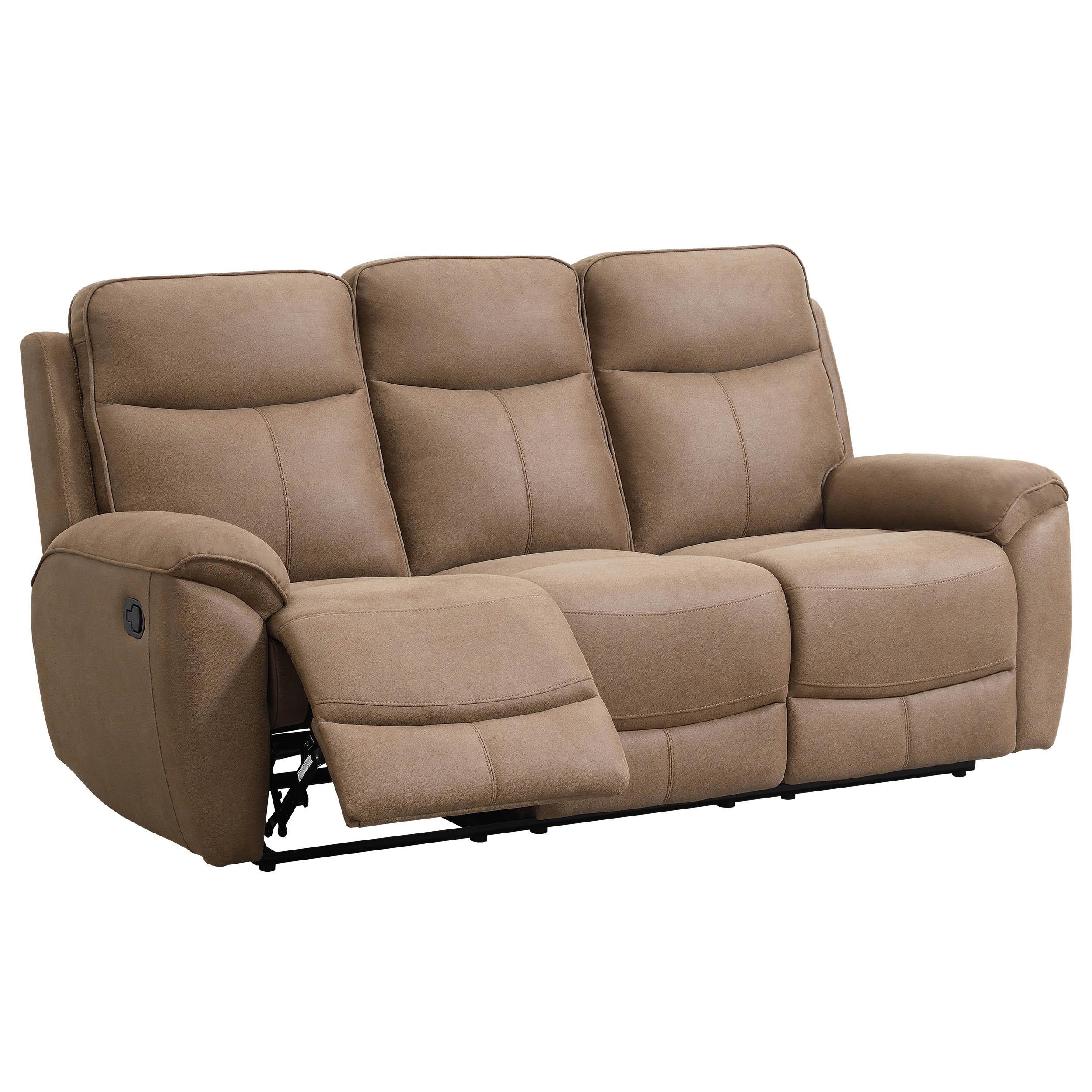 3-SITZER-RELAXSOFA Dolce, mit Relaxfunktion, 215 cm, Sandfarben, Velours - Braun, Textil (215/106/100cm) - Beautysofa