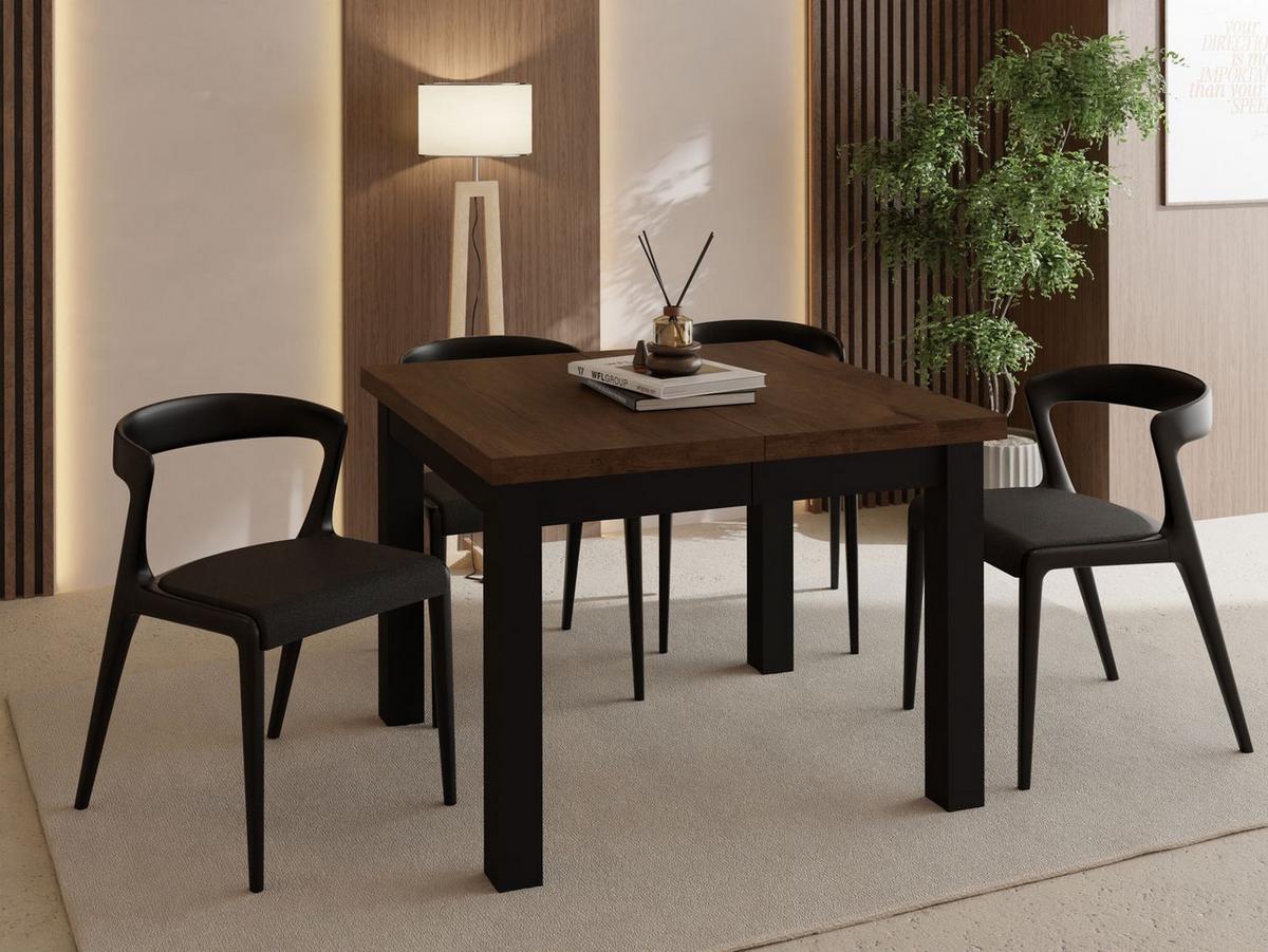 ESSTISCH Toren ausziehbar verlängerbar quadratisch, Eiche Braun Rustikal 100-200/100/76.5 cm - Alteiche/Schwarz, Holz/Holzwerkstoff (100/200/76.5cm) - WFL GROUP