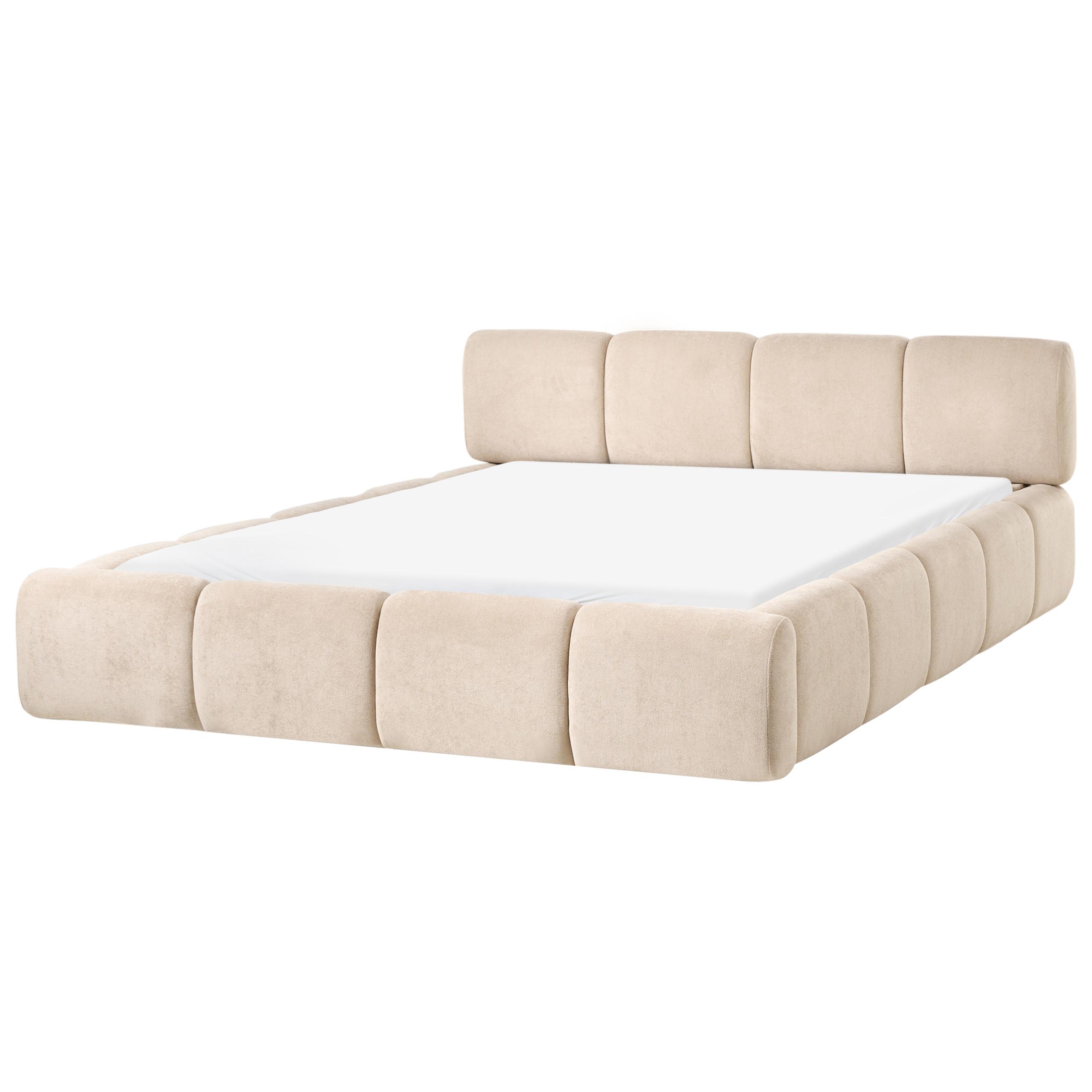 BETT mit Lattenrost 160/200 cm Stoff Taupe Orville - Taupe, Textil (160/200cm) - Beliani