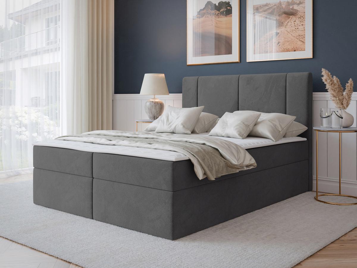 BOXBETT Michelle 160x200 - H3 - Schwarz/Grau, Holzwerkstoff/Kunststoff (160/200cm) - MIRJAN24