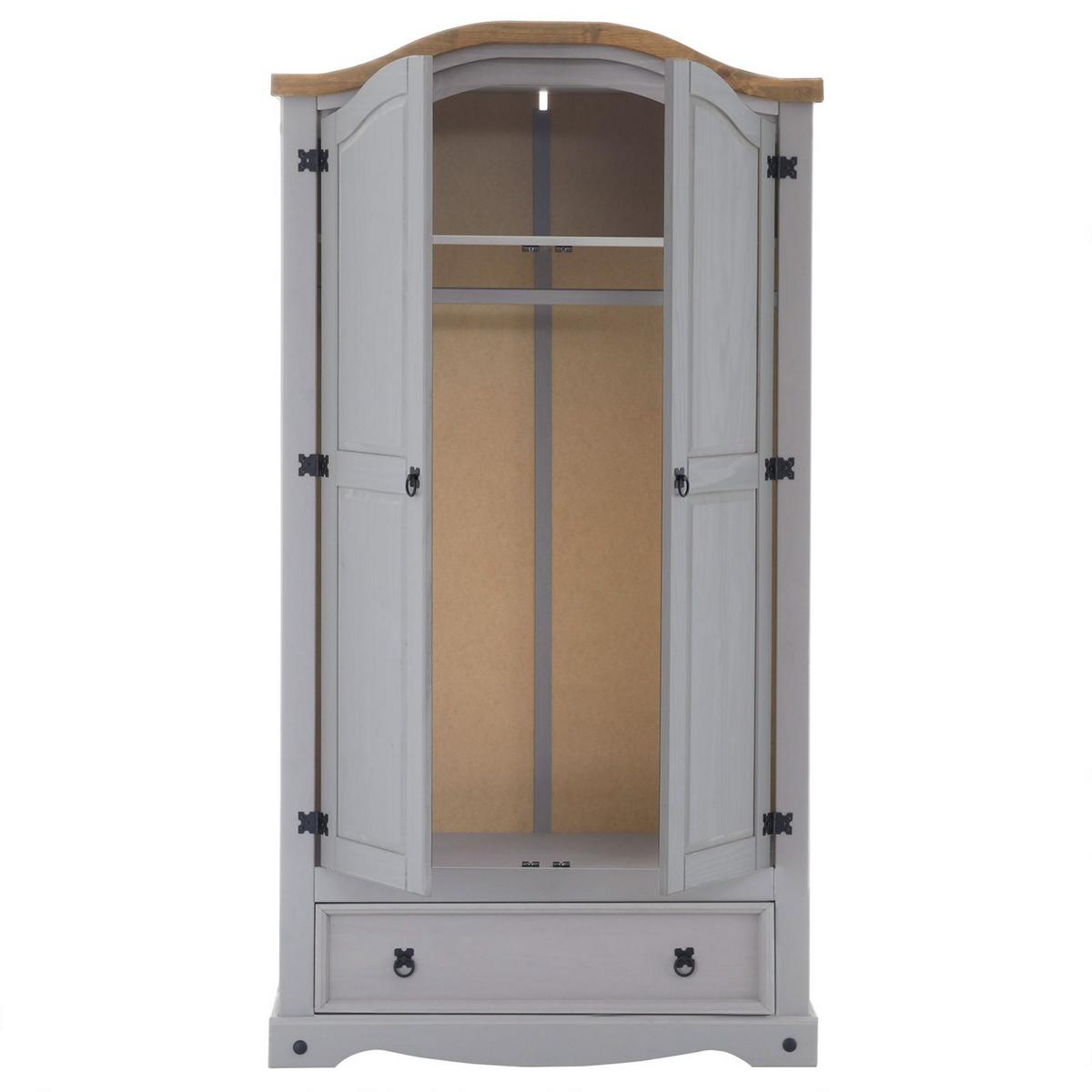 KLEIDERSCHRANK RAMON grau/natur - Naturfarben/Grau, Holz (100/179/51cm) - CARO-Möbel