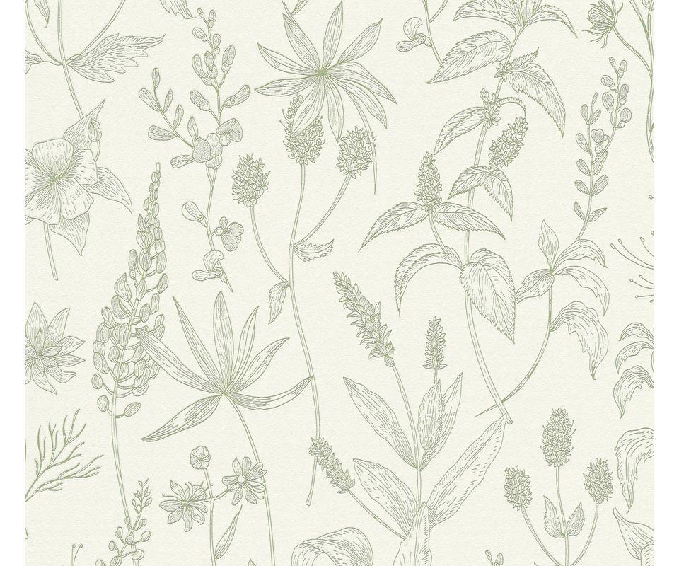 VLIESTAPETE Grün 53/1005 cm - Weiß/Grün, Textil (53/1cm) - KUNSTLOFT