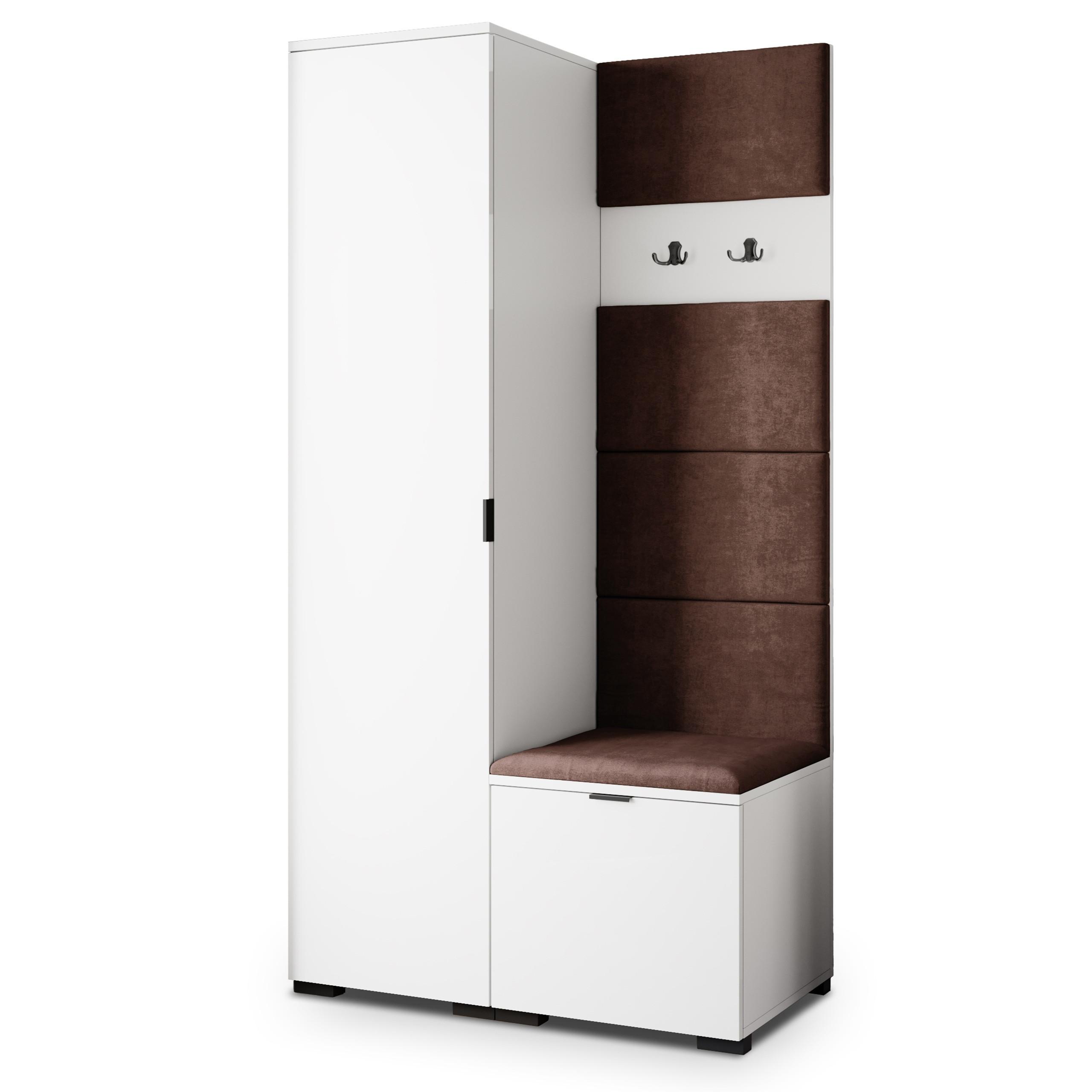 GARDEROBENSCHRANK LORI 95/181/51 cm Modern Garderobe-Set Weiß - Weiß/Braun, Holzwerkstoff (95/181/51cm) - MASSENO