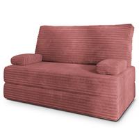 BETTSOFA LADIA aus Schaumstoff Kordstoff Rosa Schlaffunktion - Rosa, Textil (140/86/60cm) - MASSENO