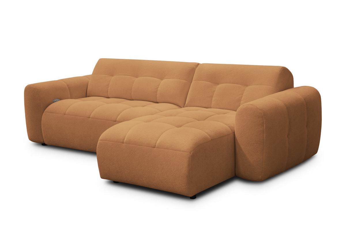 ECKSOFA LUMERO 4-Sitzer RECHTS, orange - Schwarz/Orange, Holz/Textil (275/166cm) - Courtois Laville