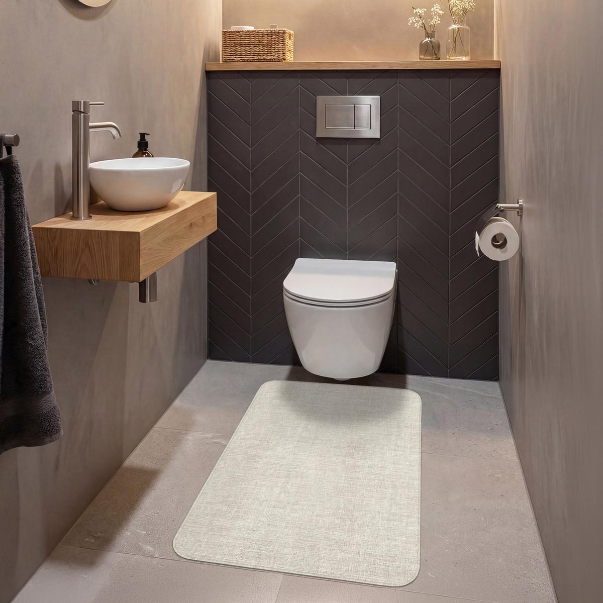 WC-VORLEGER Leinen - Textur - Beige Toilettenvorleger 60x90 cm - Beige, Textil (60/1cm) - OnlyWow