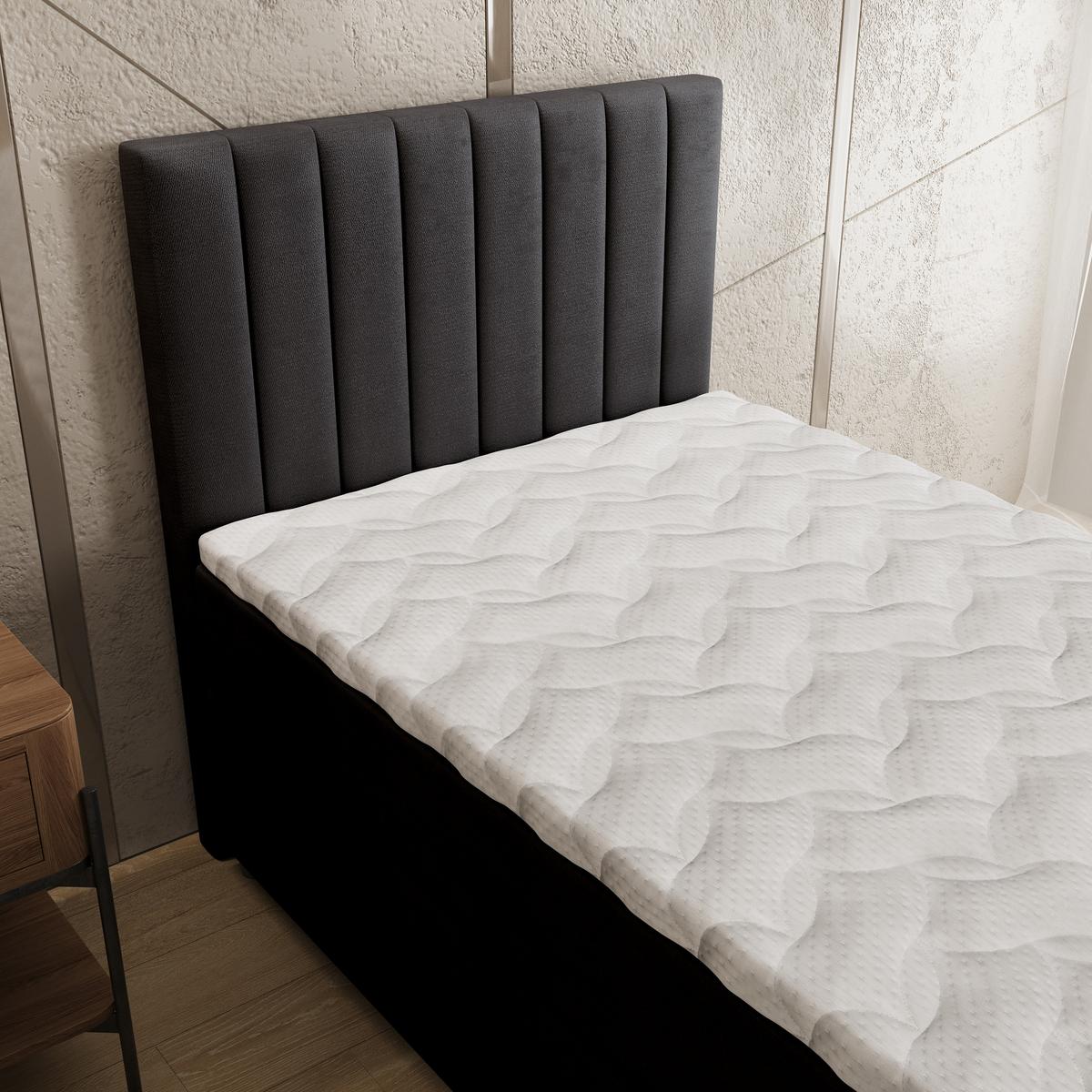 BOXBETT BRESEL 100 100x200 cm mit Matratze und Topper, H2+H3 - Schwarz - Schwarz, Holz (100/200cm) - MASSENO