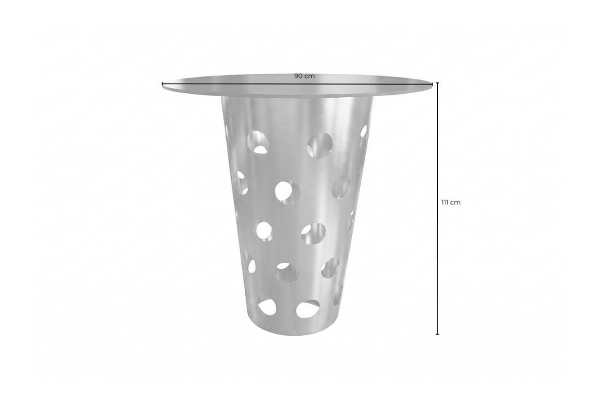BARTISCH VINO Silber Metall - Silberfarben, Metall (90/90/111cm) - KAWOLA