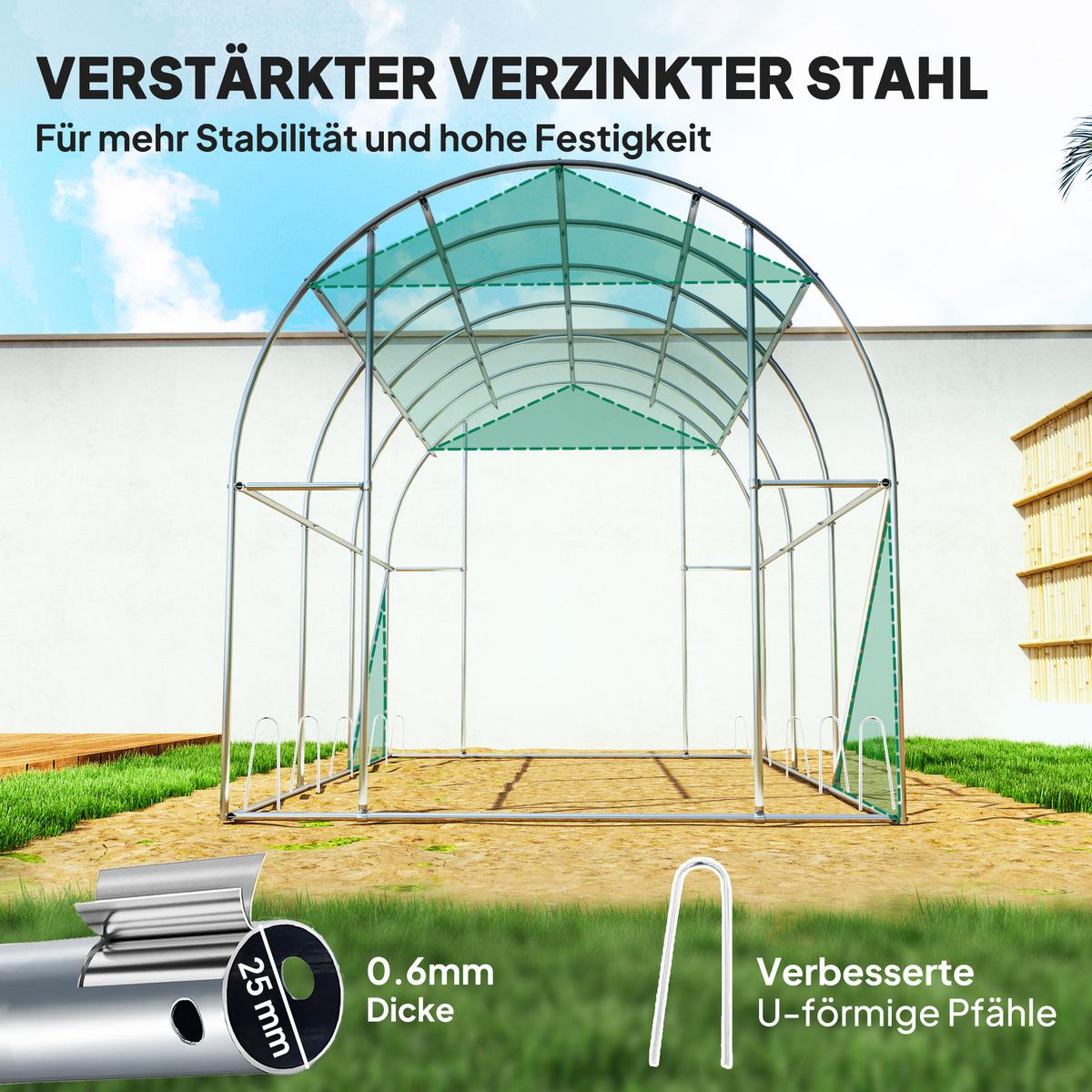 FOLIENTUNNEL, 300L x 200B x 195H cm - Grün, Kunststoff (200/195/300cm) - Outsunny