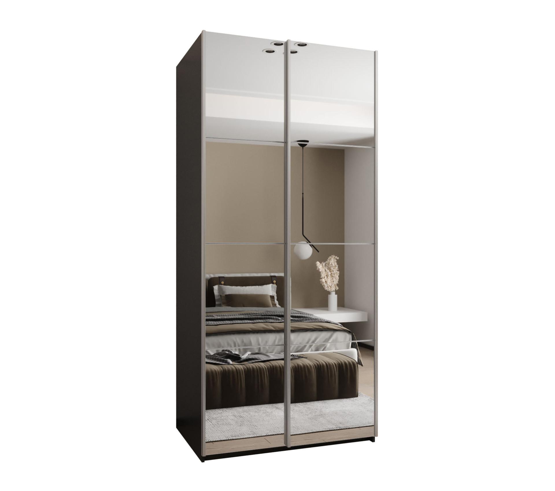 SCHWEBETÜRENSCHRANK 245,5/120/64 2-türig - Silberfarben/Schwarz, Holz/Metall (120/245/64cm) - Abiks Möbel