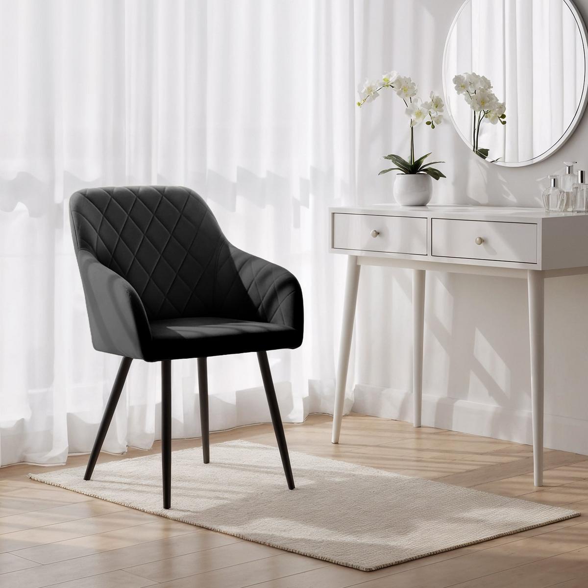 POLSTERSTUHL 4er Set, Metallbeine Schwarz 54,5/82/58 - Schwarz, Textil (55/82/52cm) - RAUMHIRSCH FURNITURE