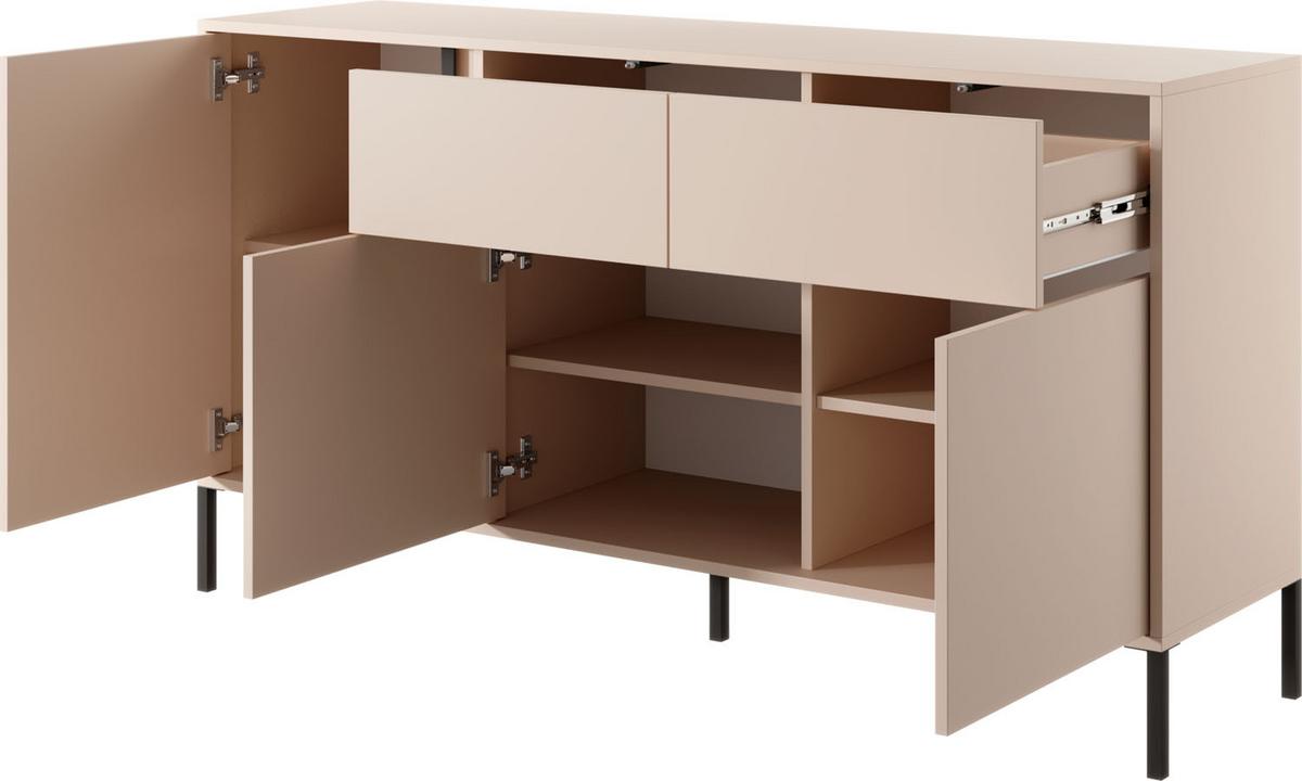 SIDEBOARD Donna in Beige mit LED 153/81/40 cm - Beige/Schwarz, Holzwerkstoff/Metall (153.1/81.4/39.5cm) - WFL GROUP
