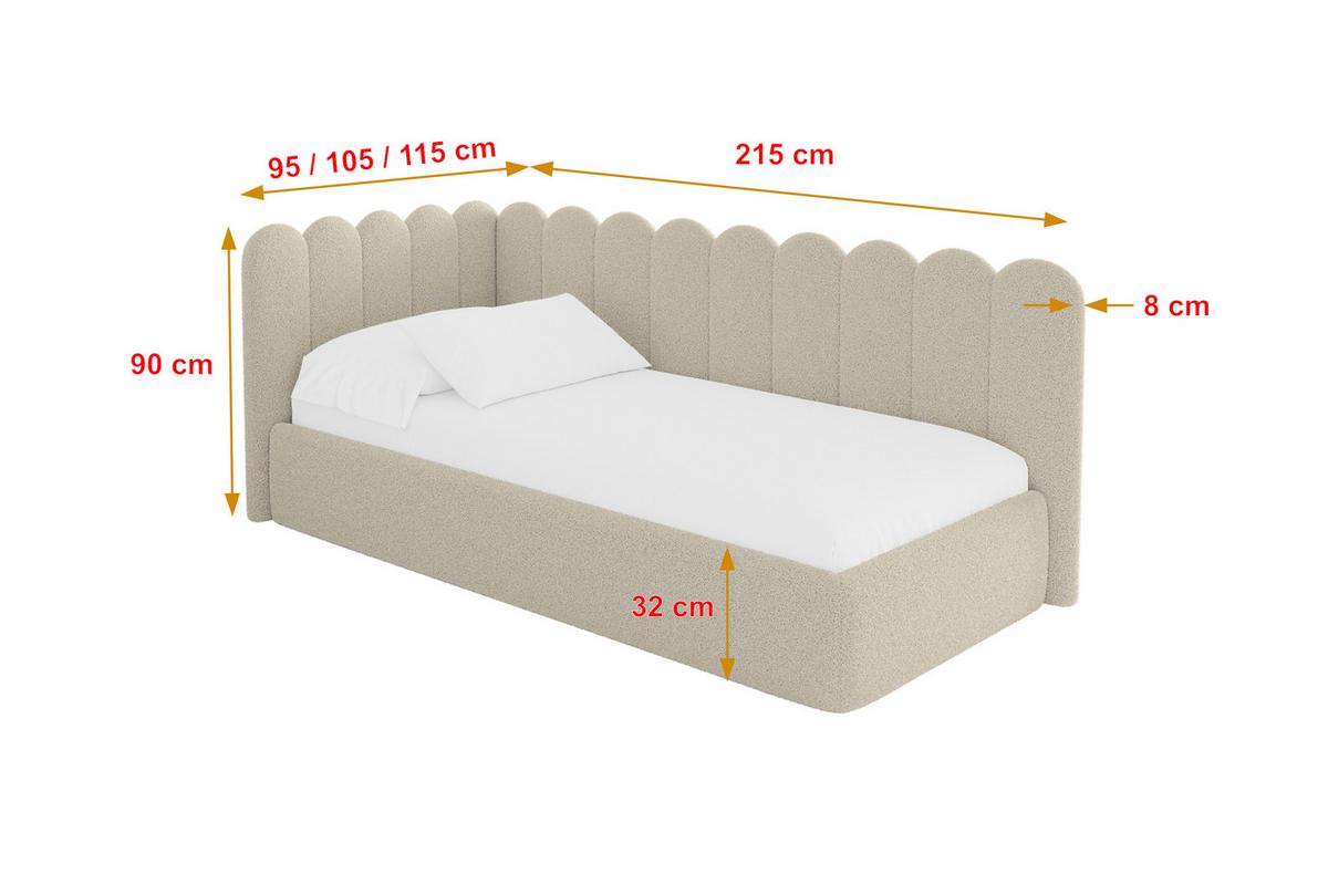 EINZELLBETT Jugendbett mit Bettkasten, Rechts - ARTY 80x200 Dunkelbeige - Taupe, Holzwerkstoff/Textil (80/200cm) - ALTDECOR