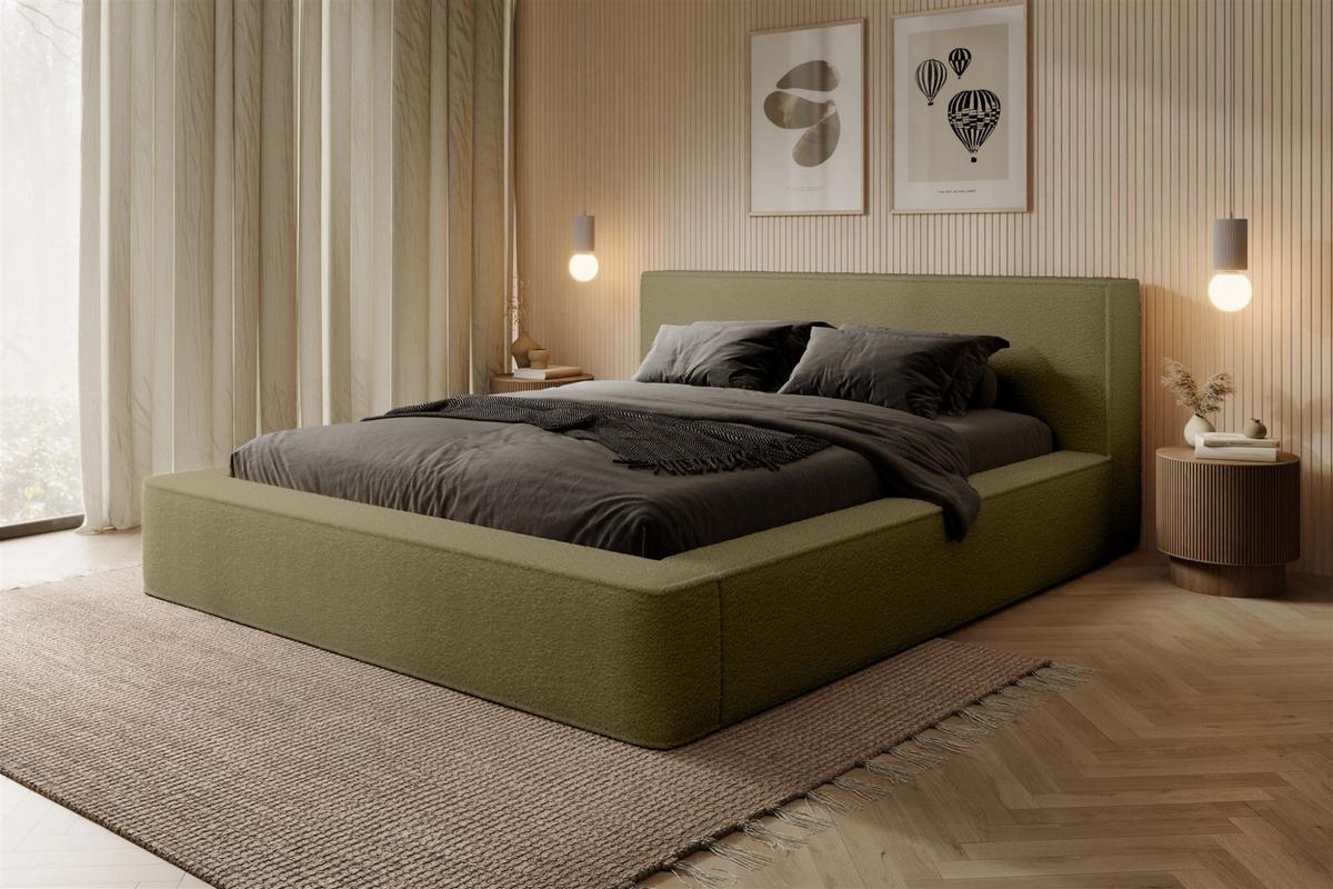 POLSTERBETT Omaha In Euphoria - Grün, Holzwerkstoff/Textil (160/200cm) - Fun Möbel