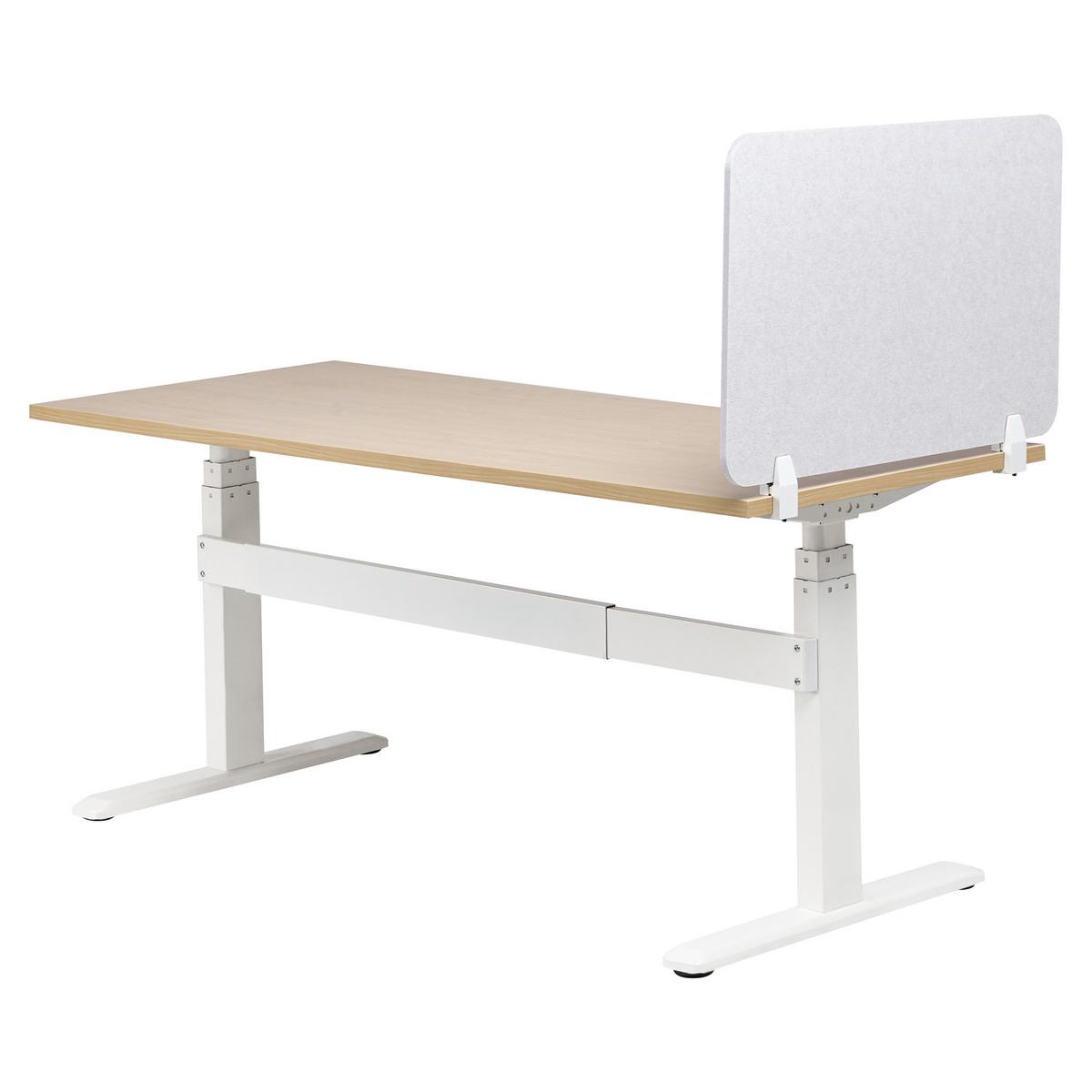 SCHREIBTISCHTRENNWAND Cremeweiß 80x1x50 Split - Creme, Kunststoff (1/80/50cm) - Beliani