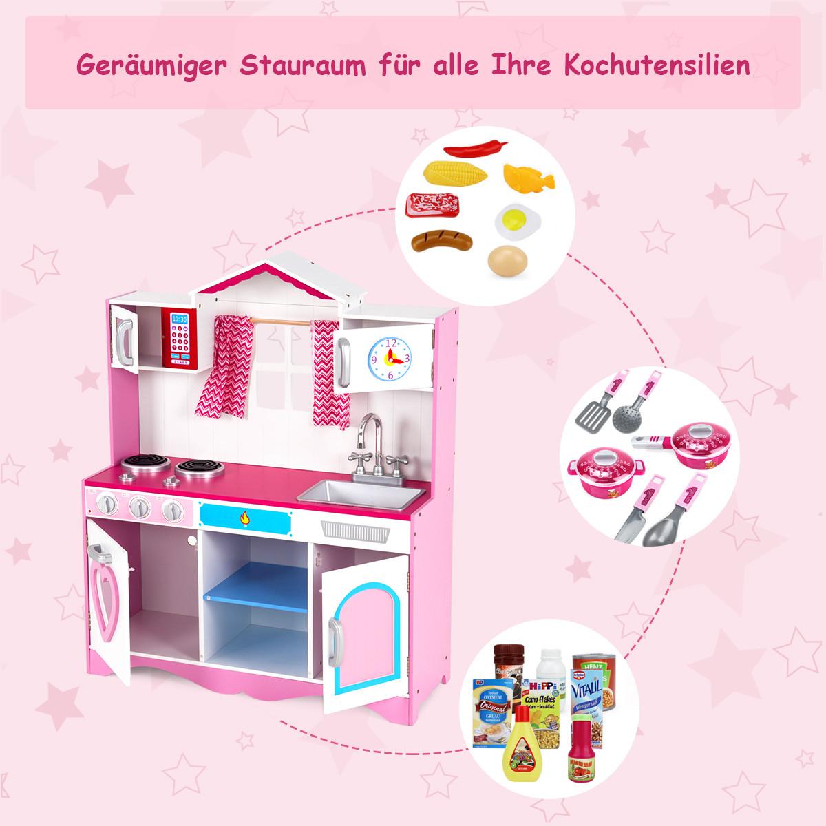 KINDERKÜCHE Holz Pink - Pink, Holz (82/101/30cm) - COSTWAY