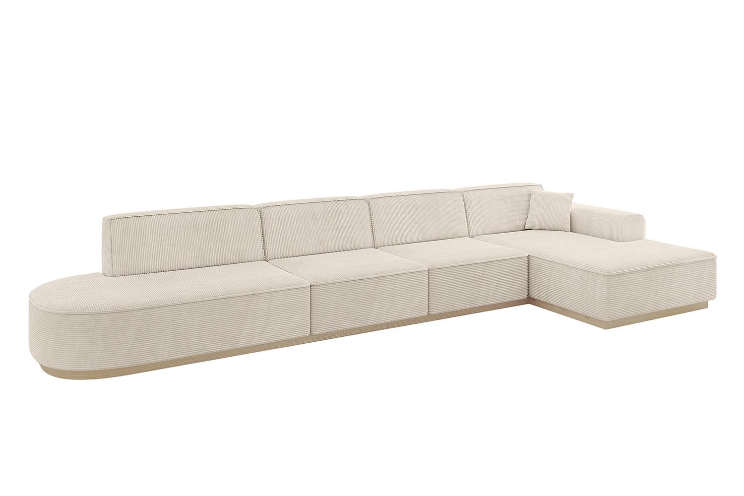 ECKSOFA Ottomane Rechts IREA-L3 - 412x165x80 cm Beige - Beige, Holzwerkstoff/Textil (412/165cm) - ALTDECOR