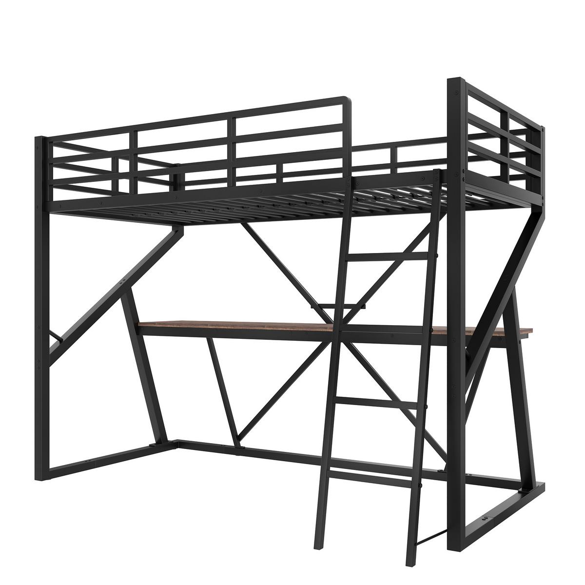HOCHBETT Schwarz ohne Matratze 204/98/160.5 cm - Schwarz, Metall - Urban Meuble