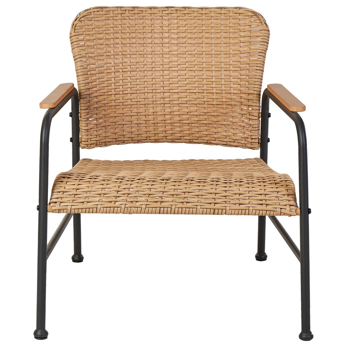 GARTENLOUNGE 4-Sitzer Naturfarben Ofanto - Schwarz/Naturfarben, Kunststoff - Beliani
