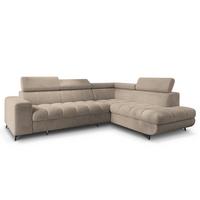ECKSOFA MORIVA Q R-S Beige Boucle-Stoff mit Schlaffunktion - Beige, Holzwerkstoff/Textil (253/190cm) - MASSENO
