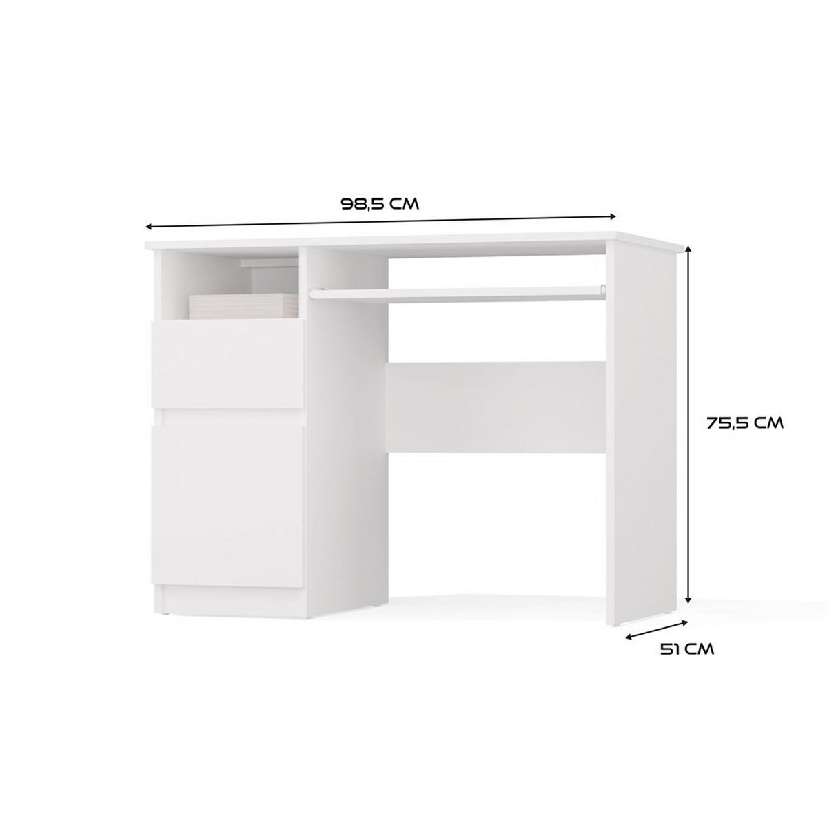 SCHREIBTISCH Weiß 98/75/51 - Weiß, Holzwerkstoff (90/50/75cm) - RAUMHIRSCH FURNITURE