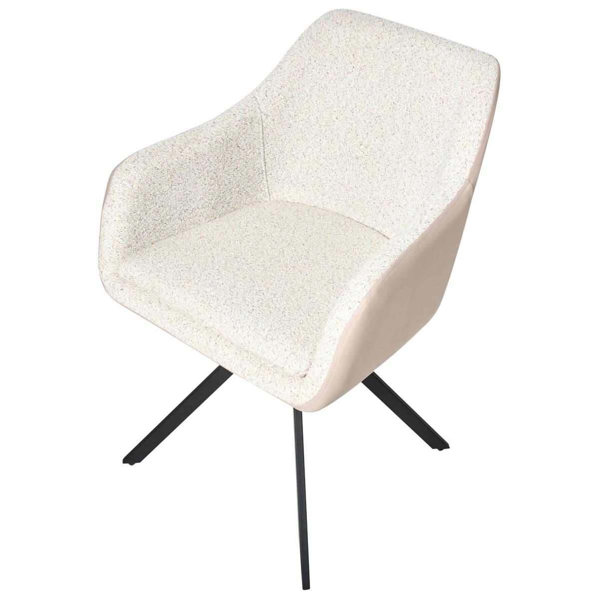 ESSZIMMERSTUHL 2er-Set Hellbeige Lithia - Beige/Schwarz, Textil (58/86/63cm) - Beliani