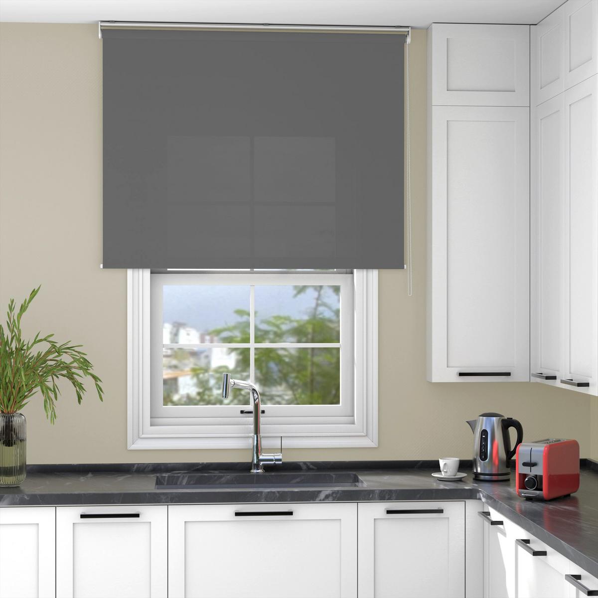 ROLLO blickdicht dunkelgrau 90 x 150cm - Dunkelgrau, Textil (90/150cm) - Deco-Raum