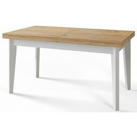 RECHTECKIGER Esszimmertisch SKANDI, ausziehbarer Tisch, Größe: 140-180X80X78 cm, Wohnzimmertisch Farbe: CRAFT, mit Holzbeinen in Farbe Weiß - Braun/Weiß, Holzwerkstoff (140/80/78cm) - Alpi-Möbel
