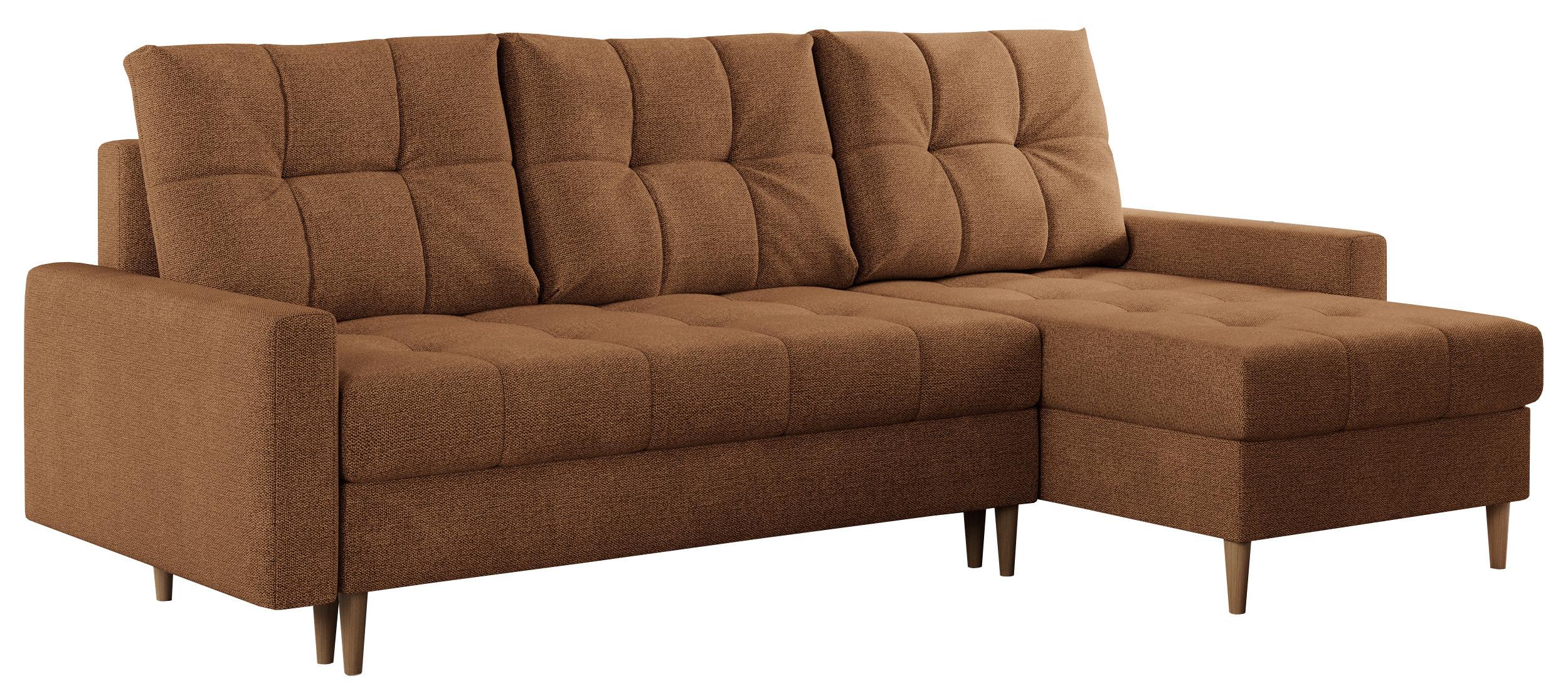 ECKSOFA Colin Struktur Orange - Orange/Braun, Holz/Textil (220/140cm) - MKS