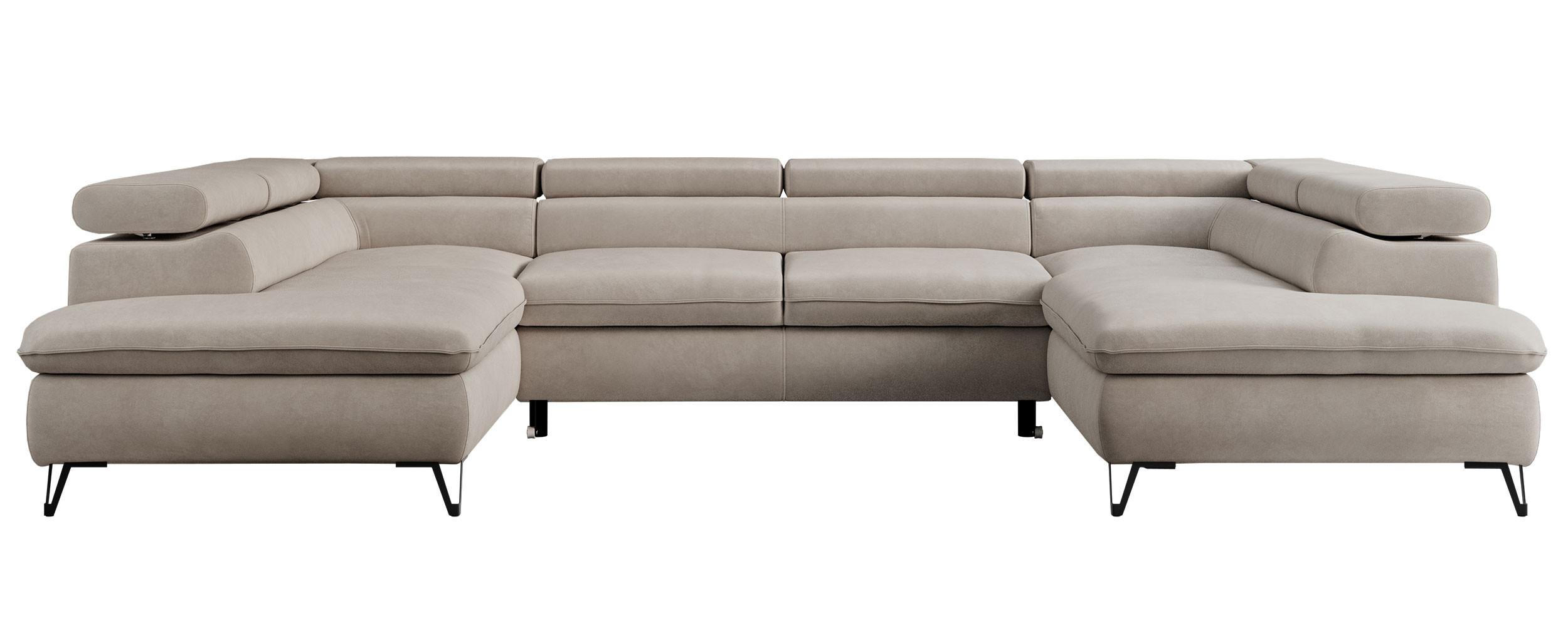 WOHNLANDSCHAFT PEDRO U Samt Beige - Beige/Schwarz, Textil/Metall (346/76/208cm) - MKS