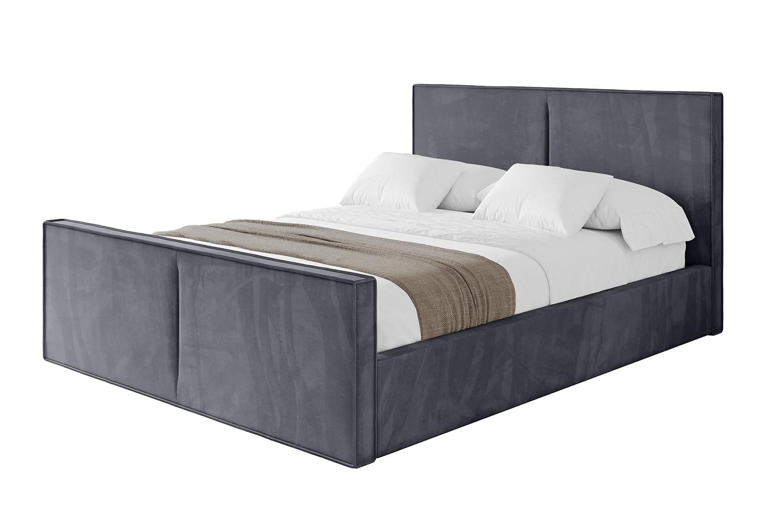 POLSTERBETT mit Bettkasten, Fußteil und Lattenrost, Boxbett mit Matratze H3/H4 - VANTO-Z 180x200 Dunkelgrau - Dunkelgrau, Holzwerkstoff/Textil (180/200cm) - ALTDECOR