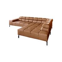 ECKSOFA NELSON Braun Leder Relaxfunktion - Schwarz/Braun, Leder/Metall (321/216cm) - KAWOLA