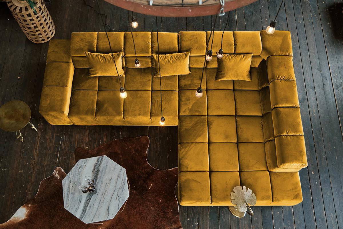 ECKSOFA NEVADA Gelb Velvet - Currygelb/Gelb, Textil (319/215cm) - KAWOLA