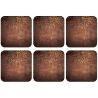 GLASUNTERSETZER 6er-Set Stahl - Rost - Bronze - Struktur Getränkeuntersetzer 10x10 cm - Rostfarben, Naturmaterialien (10/0.2cm) - MuchoWow
