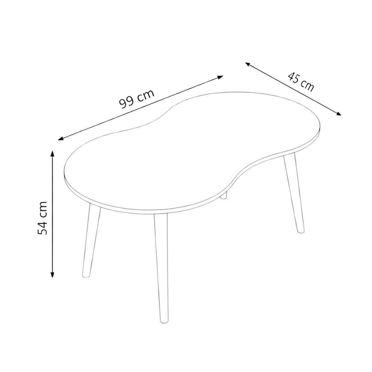 COUCHTISCH mit organischer Platte in weißer Marmoroptik 54/45/99 cm - Weiß, Holzwerkstoff (59/54/45cm) - Calicosy