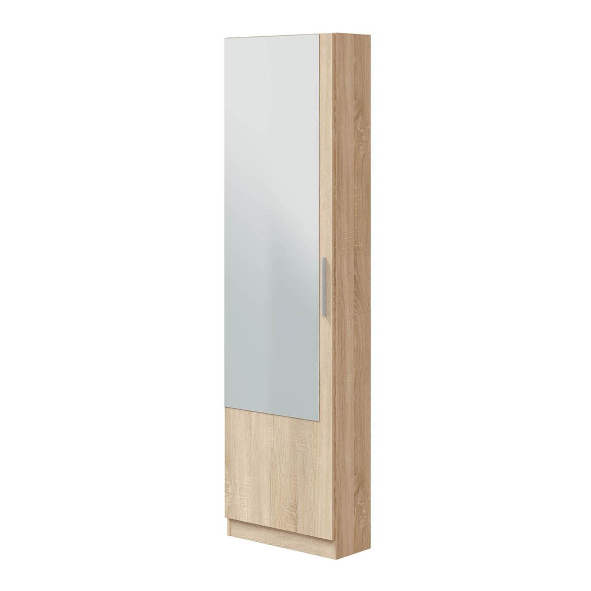 SCHUHSCHRANK, 1 Tür mit Spiegel - H180 cm - Eiche Artisan, Holzwerkstoff (22/180/6.5cm) - Calicosy