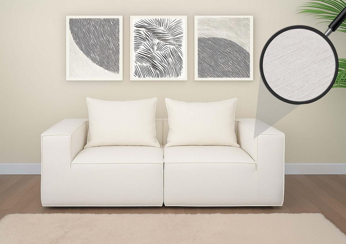 2ER-SOFA Cremeweiß - Weiß, Textil (194/63/97cm) - MCW