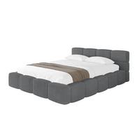 POLSTERBETT mit Bettkasten und Lattenrost, Bett mit Kopfteil, Boxbett ohne Matratze, Doppelbett mit Stauraum - NATA-v1 200x200 Dunkelgrau - Chromfarben, Holzwerkstoff/Textil (200/200cm) - ALTDECOR