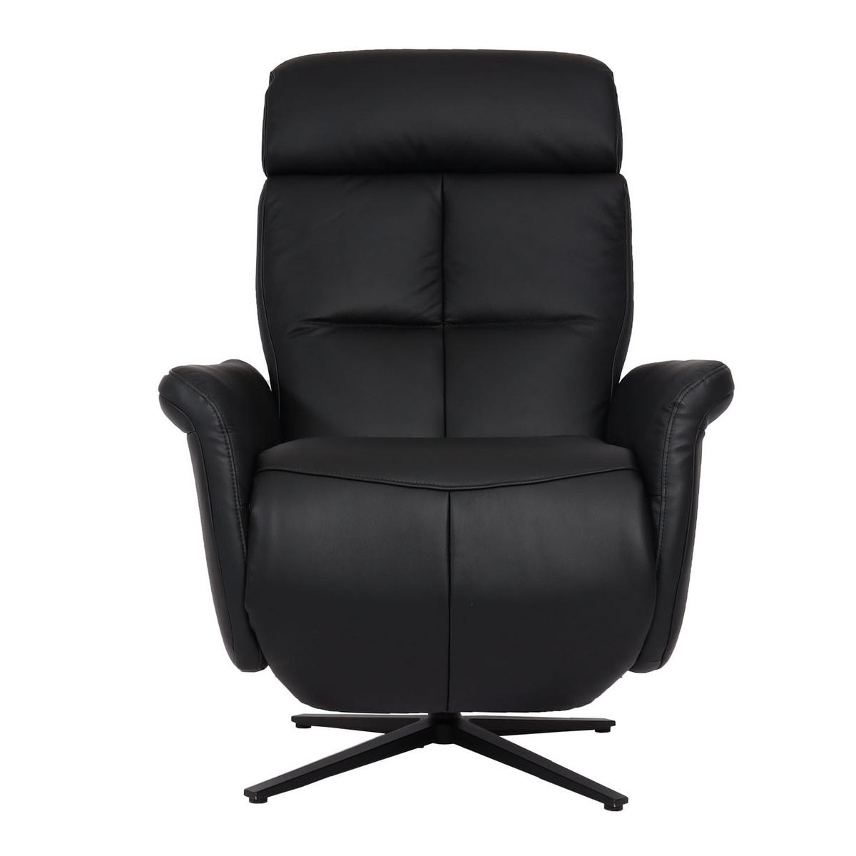 RELAXSESSEL Schwarz - Schwarz, Leder (76/110/153cm) - MCW