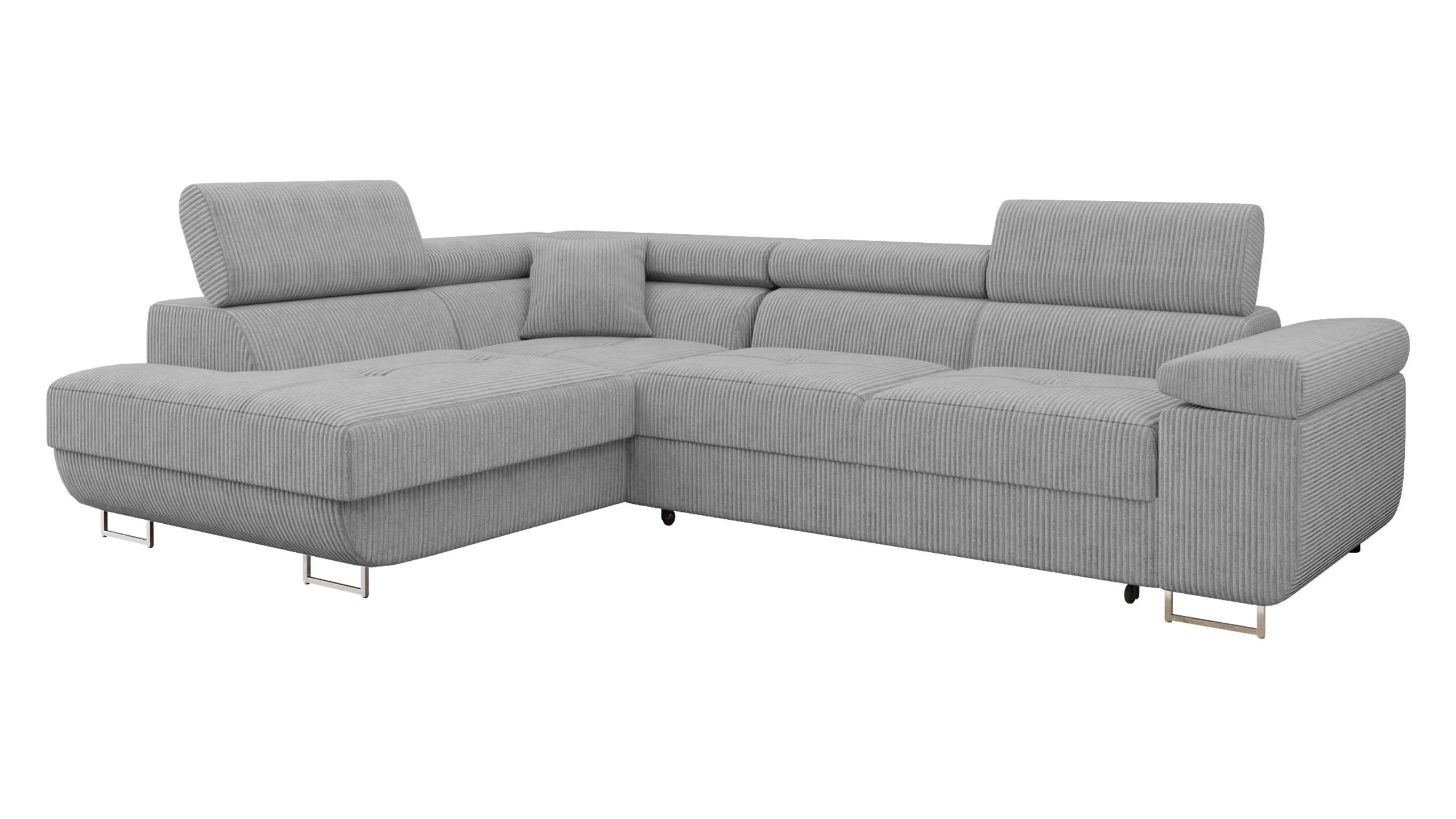 ECKSOFA Torezio Cord, Seite: Links - Grau, Holz/Textil (274/203cm) - MIRJAN24