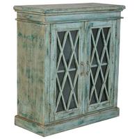 SIDEBOARD aus Holz und Glas mit 2 Türen 90x40x100 cm - Blau, Holz (90/100/40cm) - Wanderlust